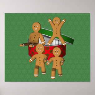 Cute Gingerbread Men Cookies Christmas Holiday Pos Poster