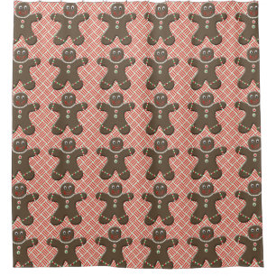 Cute Gingerbread Men Holiday Christmas Shower Curtain