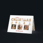 Cute Gingerbread Merry Christmas Multiphoto Holiday Card<br><div class="desc">Cute,  fun and unique festive holiday design featuring custom Merry Christmas calligraphy and gingerbread style fonts,  hanging gingerbread cookie ornaments,  photo templates and editable text.</div>