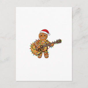 Cute Gingerbread Musician Playing Guitar Postcard