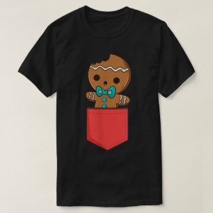 Cute Gingerbread Pocket Christmas Design T-Shirt