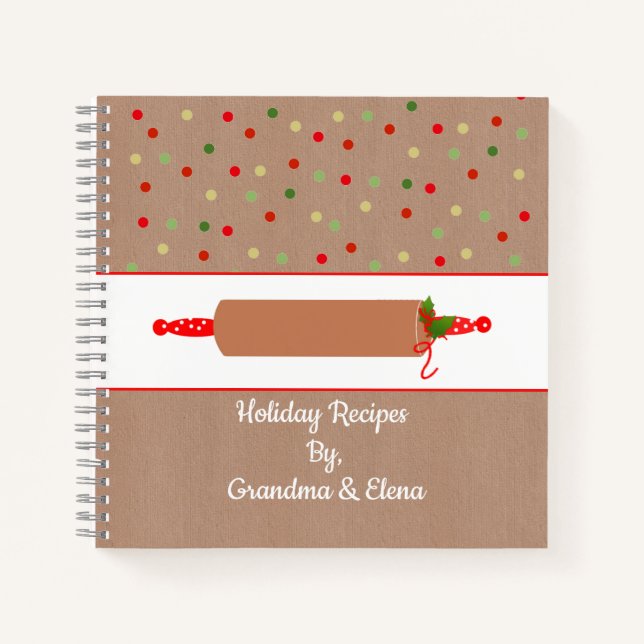 Cute Gingerbread Theme Holiday Bakery Recipe  Notebook (Front)