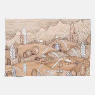 Cute Gingerbread Village Artwork Kitchen Towel