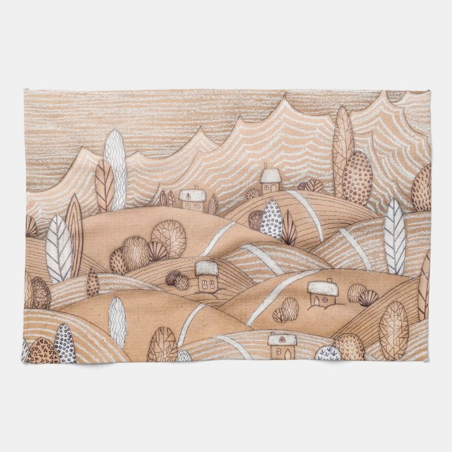 Cute Gingerbread Village Artwork | Kitchen Towel (Horizontal)