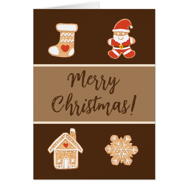 Cute gingerbread vintage Christmas card (Front)