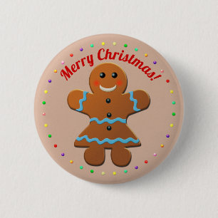 Cute Gingerbread Woman 6 Cm Round Badge