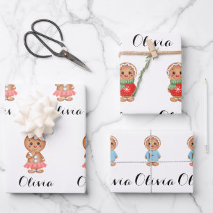 cute gingerbread wrapping paper sheet