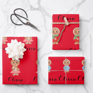cute gingerbread wrapping paper sheets