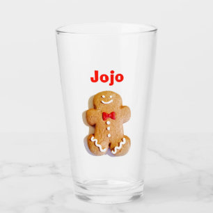 Cute Gingersnap Gingerbread Man Red Holiday 4Jojo Glass