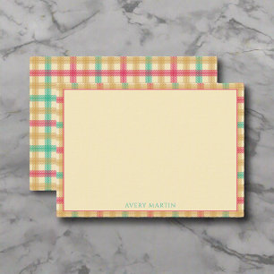 Cute Gingham Check Pattern Thank You Nursery Card