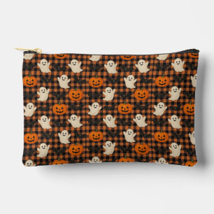Cute, gingham halloween ghost pumpkin bats accessory pouch