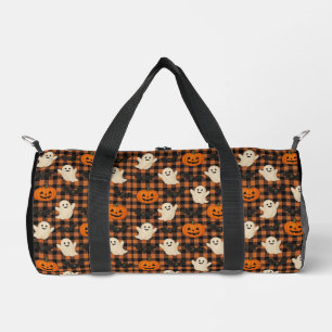 Cute, gingham halloween ghost pumpkin bats duffle bag