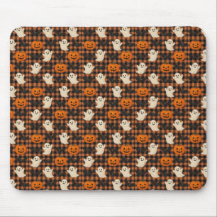 Cute, gingham halloween ghost pumpkin bats  mouse mat