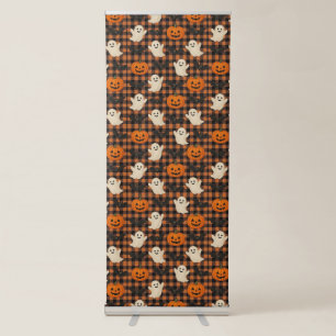 Cute, gingham halloween ghost pumpkin bats  retractable banner