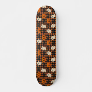 Cute, gingham halloween ghost pumpkin bats skateboard