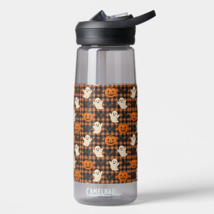 Cute, gingham halloween ghost pumpkin bats water bottle