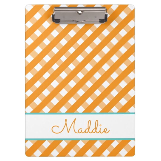 Cute Gingham Personalised Clipboard (Front)