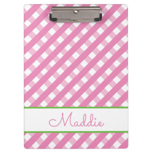 Cute Gingham Personalised Clipboard