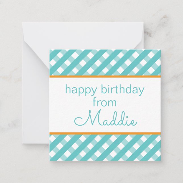 Cute Gingham Personalised Gift Enclosure Cards (Front)