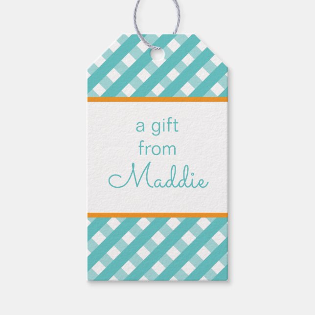 Cute Gingham Personalised Gift Tags (Front)