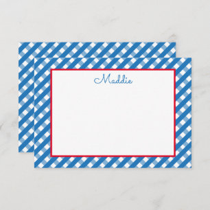 Cute Gingham Personalised Note Cards