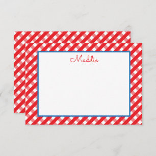 Cute Gingham Personalised Note Cards