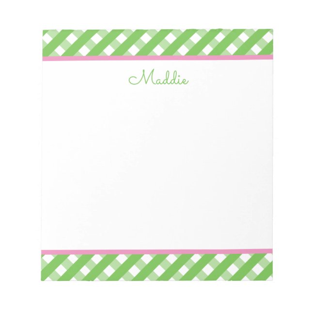 Cute Gingham Personalised Notepad (Front)
