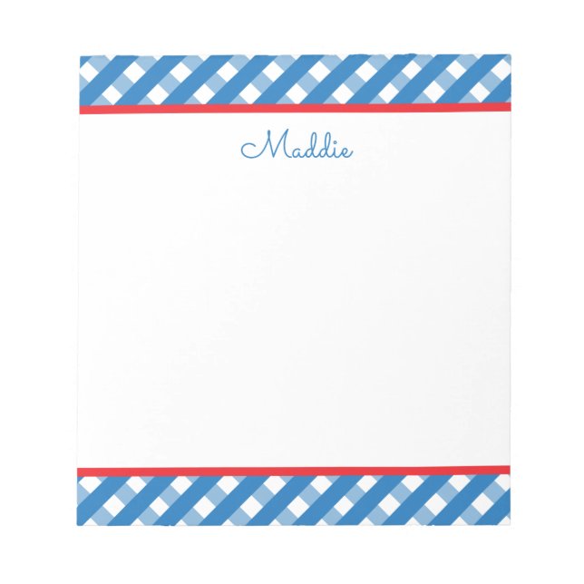 Cute Gingham Personalised Notepad (Front)