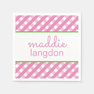 Cute Gingham Personalised Party Napkins