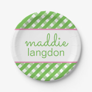Cute Gingham Personalised Party Plates