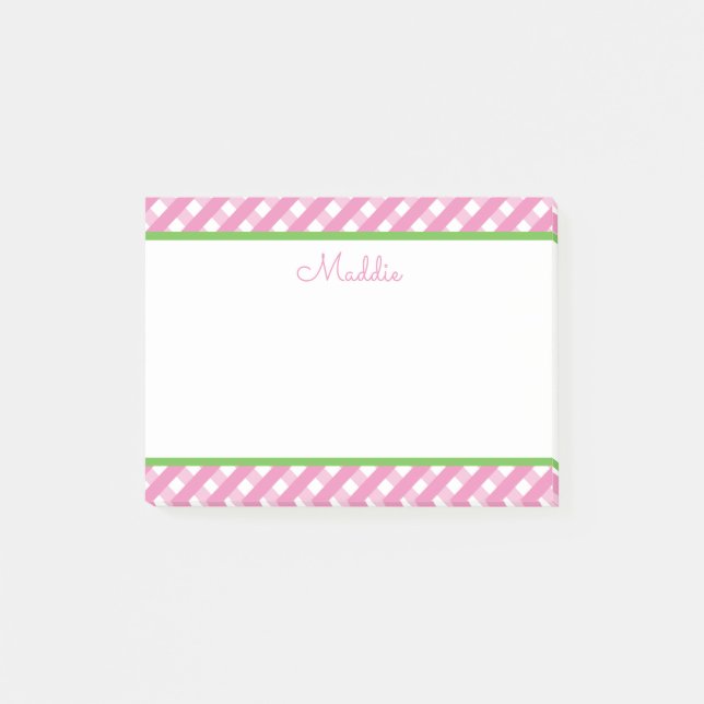 Cute Gingham Personalised Post-it Notepad (Front)
