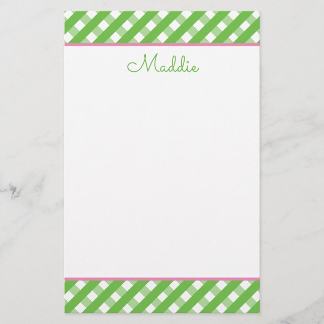 Cute Gingham Personalised Stationery (Front)