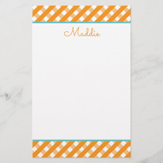 Cute Gingham Personalised Stationery (Front)
