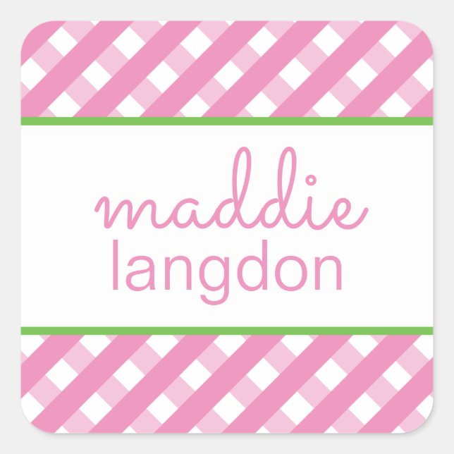 Cute Gingham Personalised Stickers (Front)