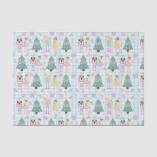 Cute Gingham Pink Christmas Nutcracker Ballerina Tissue Paper