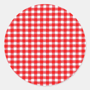 Cute gingham red and white picnic lunch classic round sticker