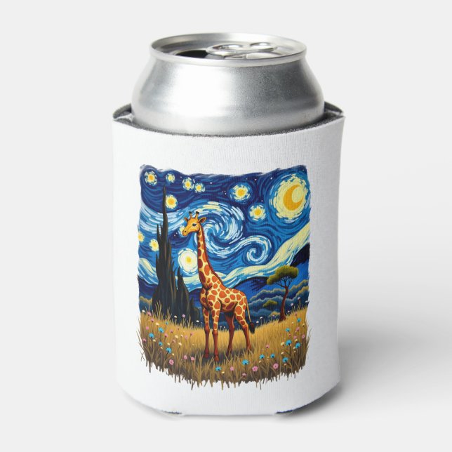 Cute Giraffe Africa - Starry Night T-Shirt Can Cooler (Can Front)