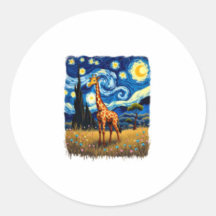 Cute Giraffe Africa - Starry Night T-Shirt Classic Round Sticker