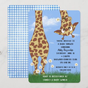Cute Giraffe and Daisy Baby Shower  Invitation