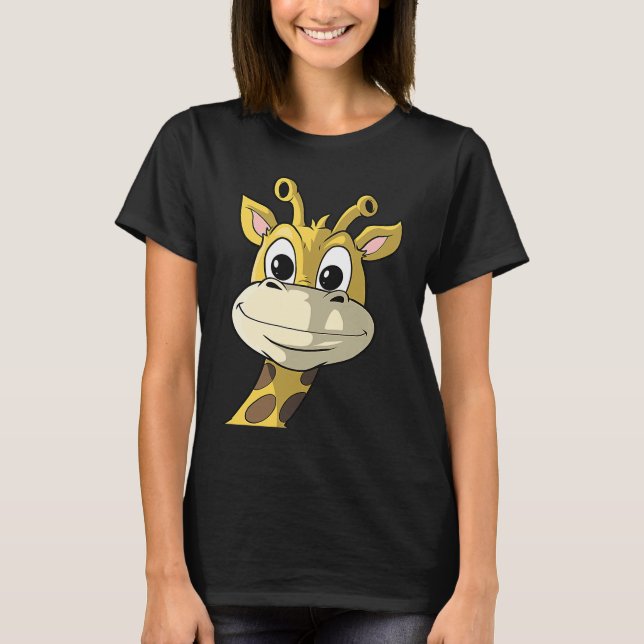 Cute Giraffe Animal Face Africa Zoo Safari  1 T-Shirt (Front)