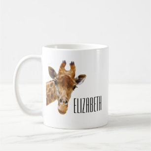 Cute Giraffe Animal Personalised Name Coffee Mug