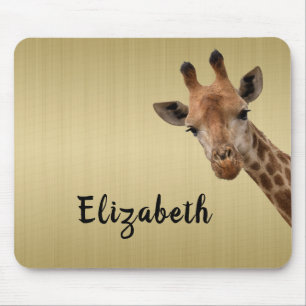 Cute Giraffe Animal Personalised Name Mouse Mat