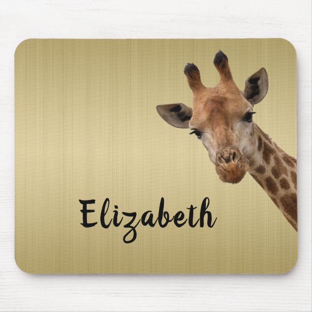Cute Giraffe Animal Personalised Name Mouse Mat (Front)