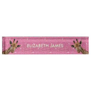 Cute Giraffe Animal Personalised Name Nameplate