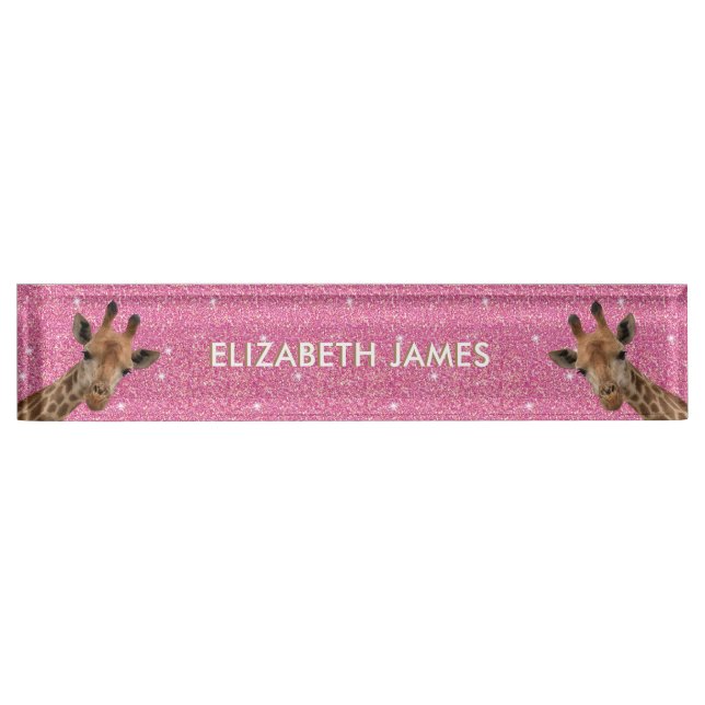 Cute Giraffe Animal Personalised Name Nameplate (Front)