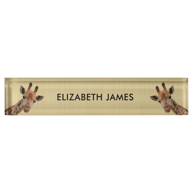 Cute Giraffe Animal Personalised Name Nameplate (Front)