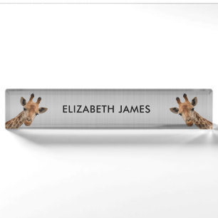 Cute Giraffe Animal Personalised Name Nameplate