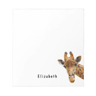 Cute Giraffe Animal Personalised Name Notepad