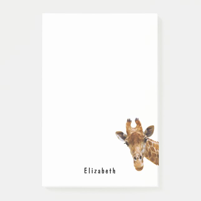 Cute Giraffe Animal Personalised Name Post-it Notes (Front)