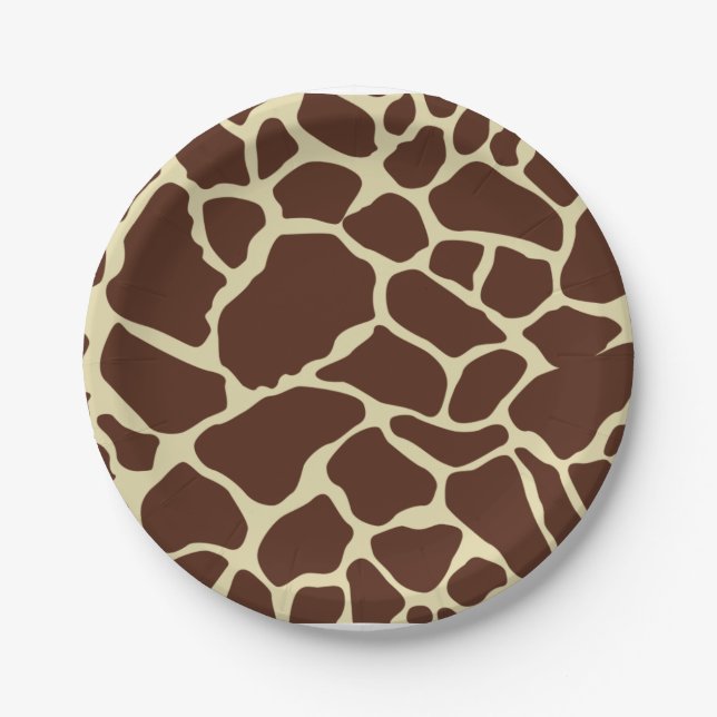 Cute Giraffe Animal Print Fun Party Paper Plate (Front)